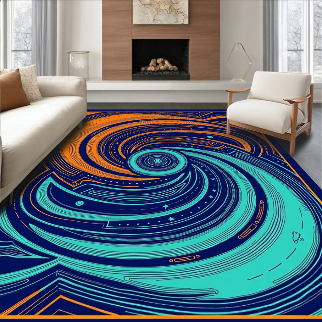 Energetic Swirl Nebula with Stars Rug