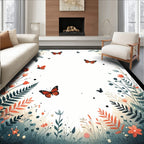 Whimsical Butterfly and Ladybug Garden Design Rug