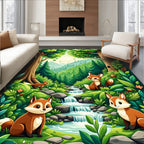 Whimsical Forest Woodland Fox Scene Rug