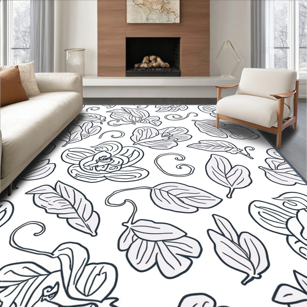 Delicate Orchid Floral Pattern Design Rug