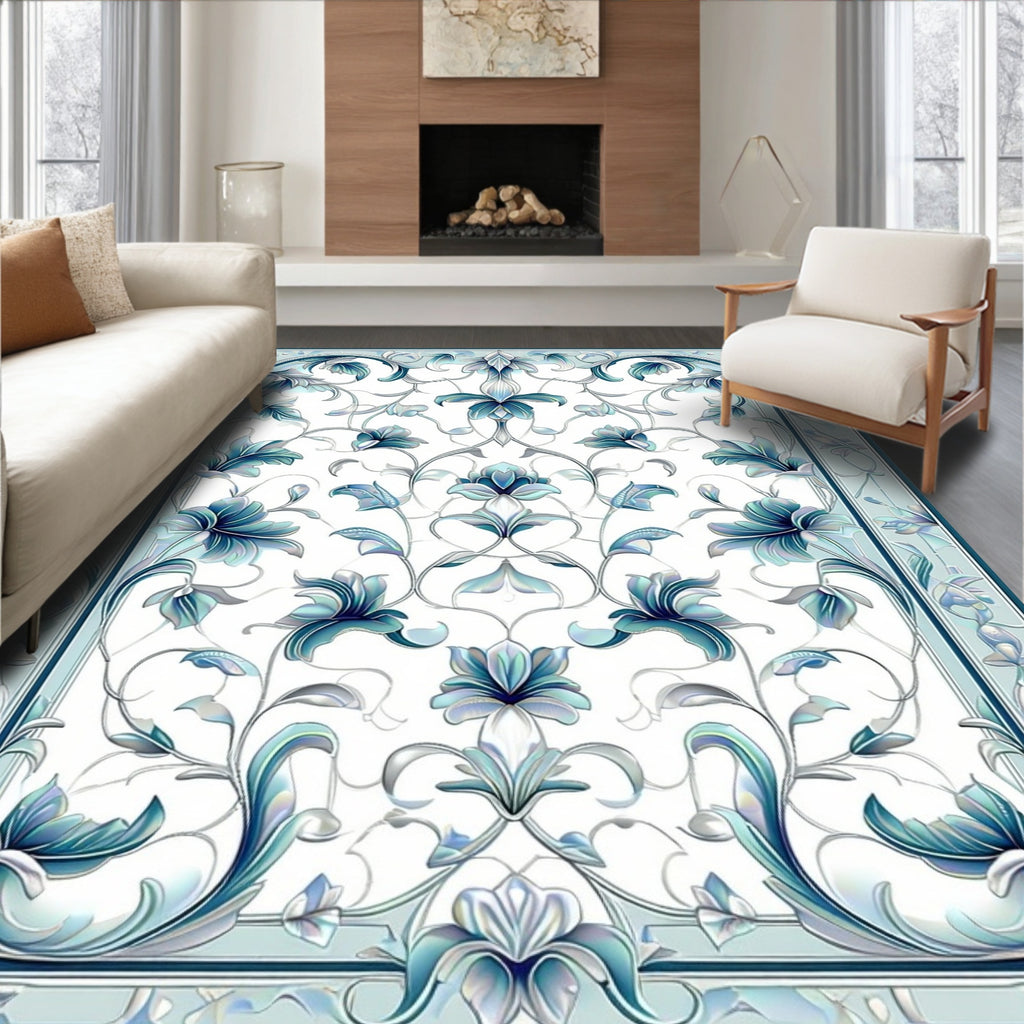 Art Nouveau Floral Scroll Pattern Rug