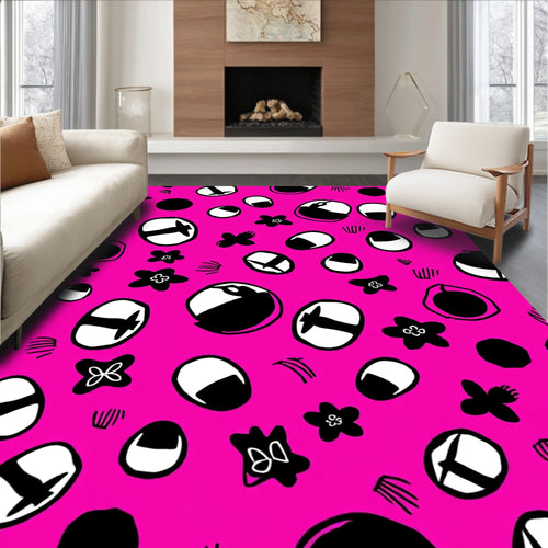 Abstract Floral And Eye Pattern Rug