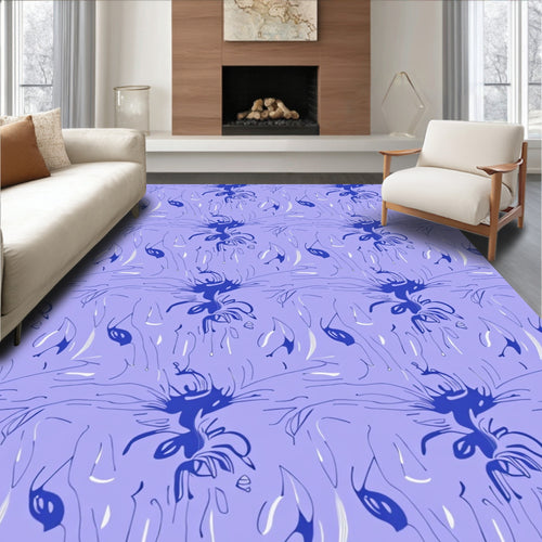 Abstract Floral Ink Sketch Rug