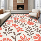 Coral Floral Leaf Pattern Rug