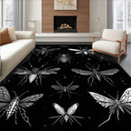 Insect Collection In Black White Rug