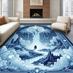 Mystical Blue Tree of Life Landscape Rug