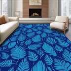 Shades of Blue Leaf Pattern Design Rug