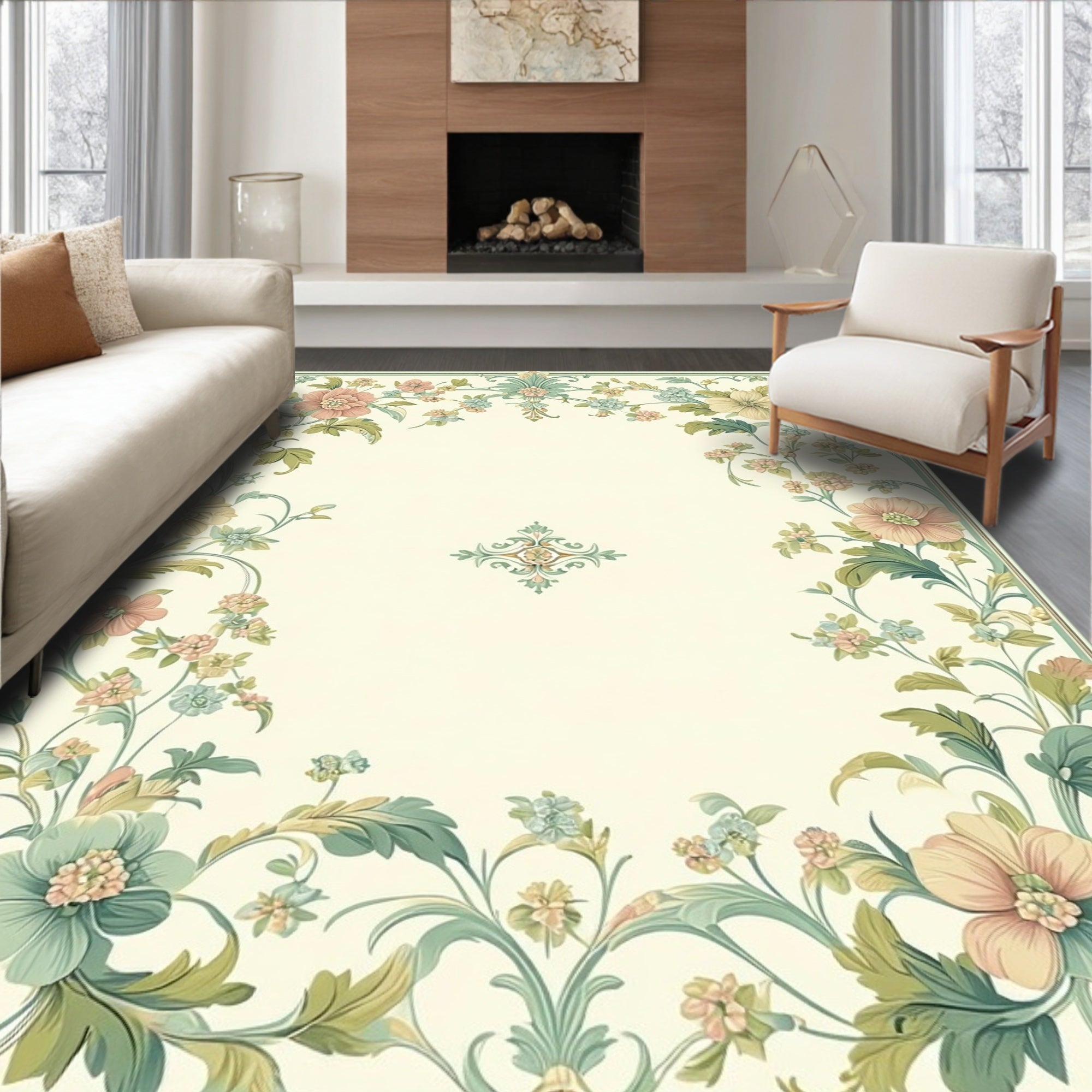Vintage Floral Vine Pattern Rug