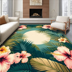 Tropical Flower Palm Leaf Vista Design Rug