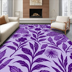 Purple Floral Leaf Pattern Rug