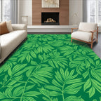 Vibrant Green Leafy Pattern Rug