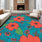 Coral Bloom Patterned Tropical Rug