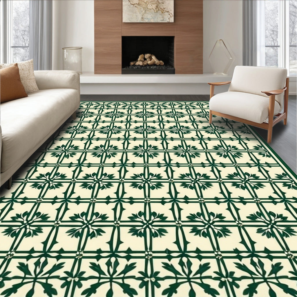 Classic Floral Lattice Geometric Design Rug