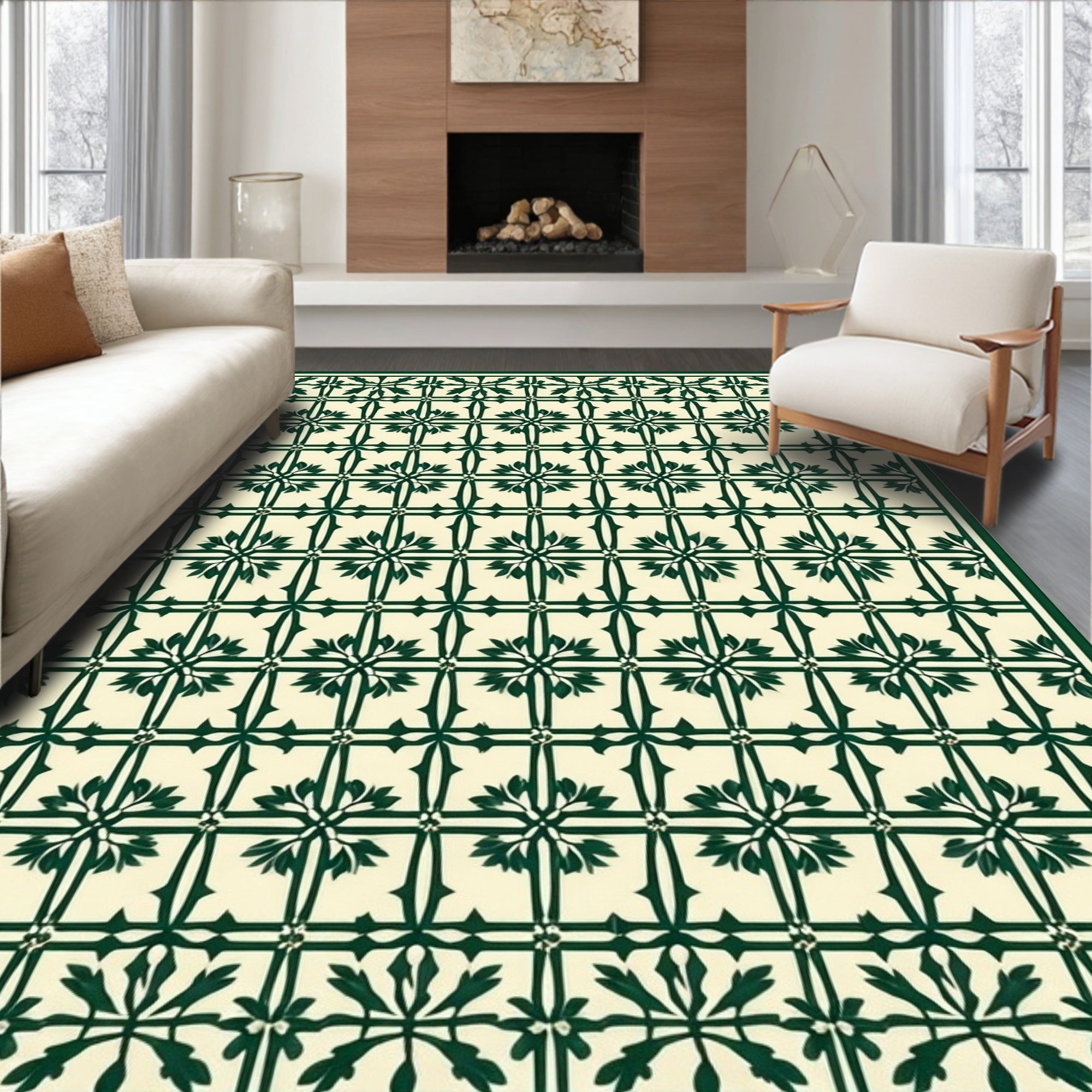 Classic Floral Lattice Geometric Design Rug
