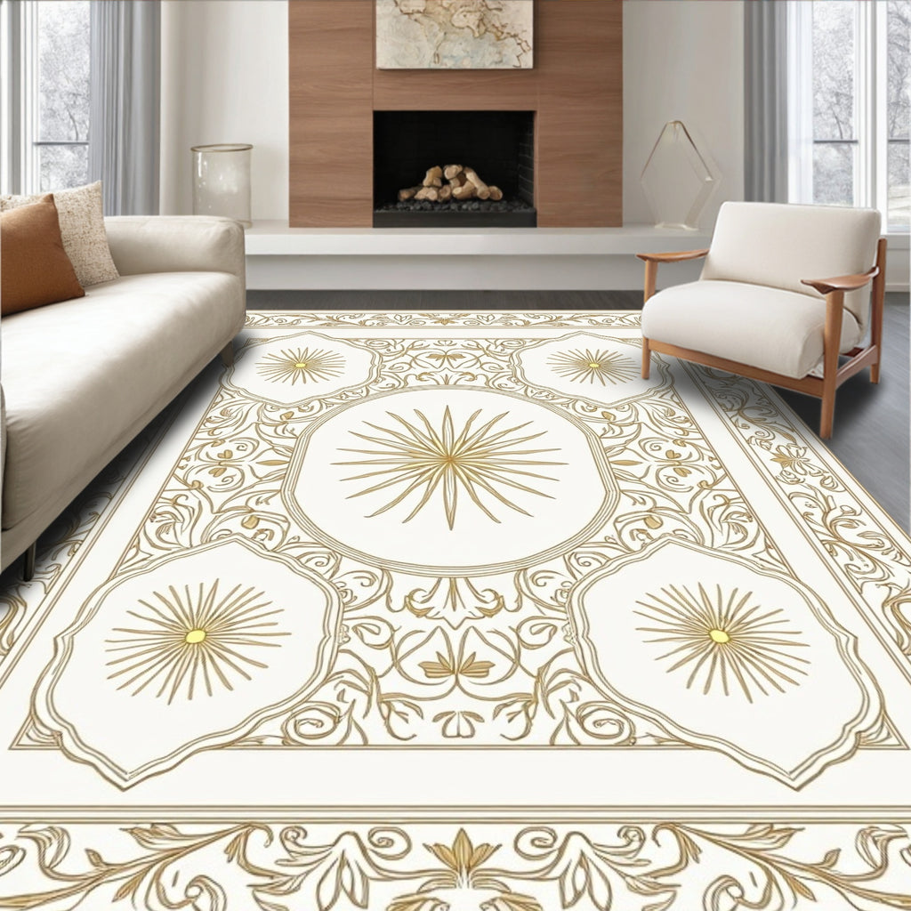 Elegant Floral Sunburst Intricate Design Rug