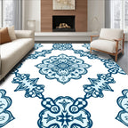 Classic Blue Floral Medallion Pattern Rug