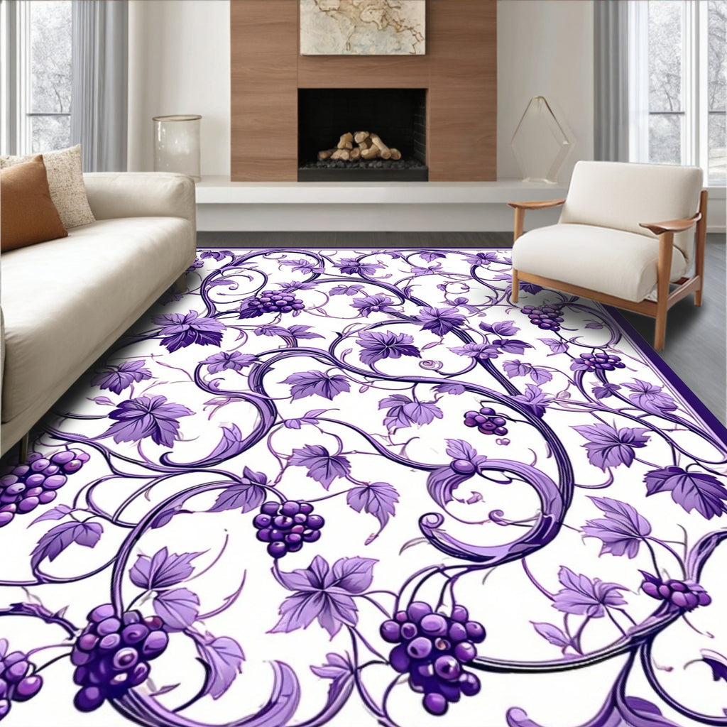 Purple Grapevine Art Nouveau Pattern Rug