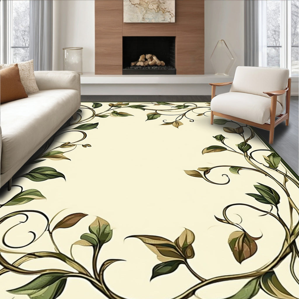Elegant Floral Vine Scroll Pattern Rug