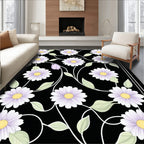 Light Floral Vines Black Pattern Rug