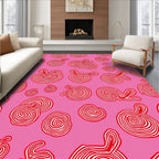 Whimsical Red Swirl Abstract Forms Rug