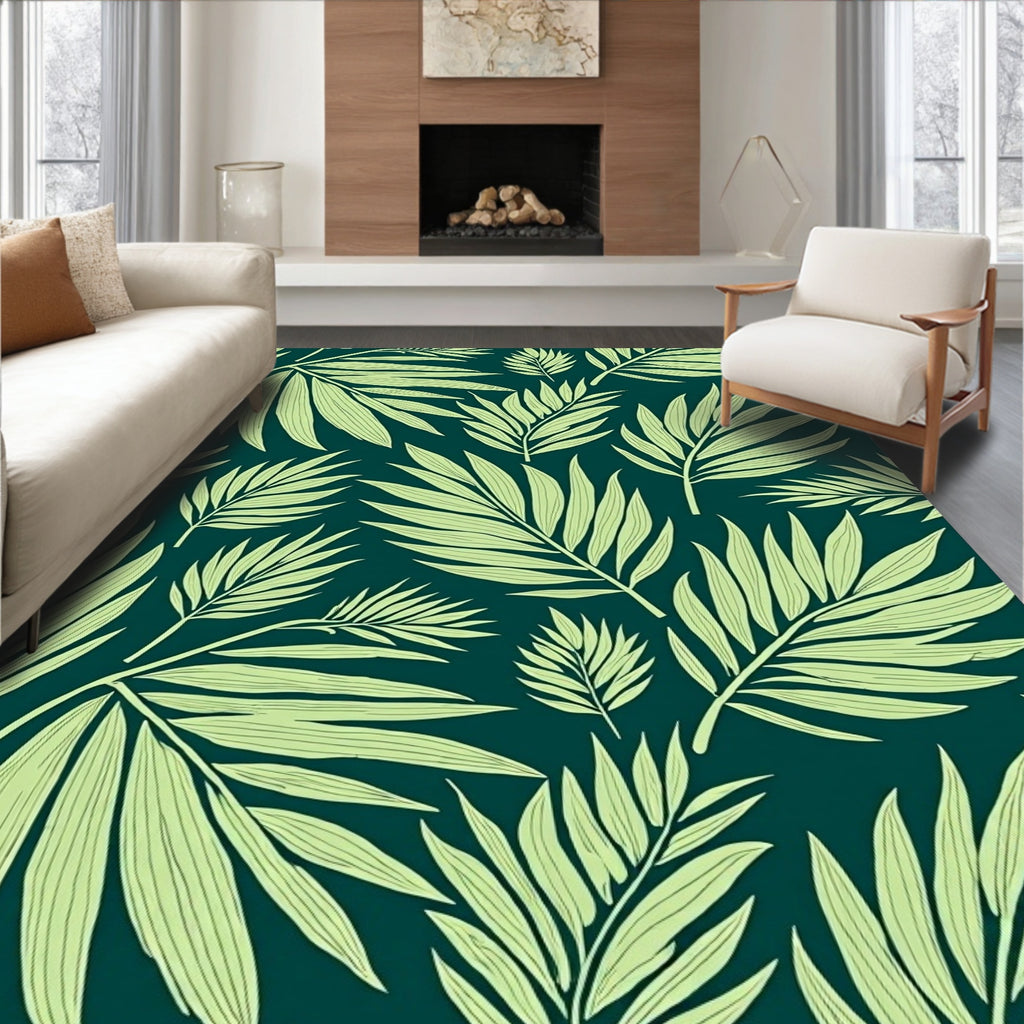 Tropical Leaf Pattern Design Rug