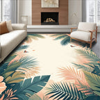 Tropical Leaf Floral Pattern Rug