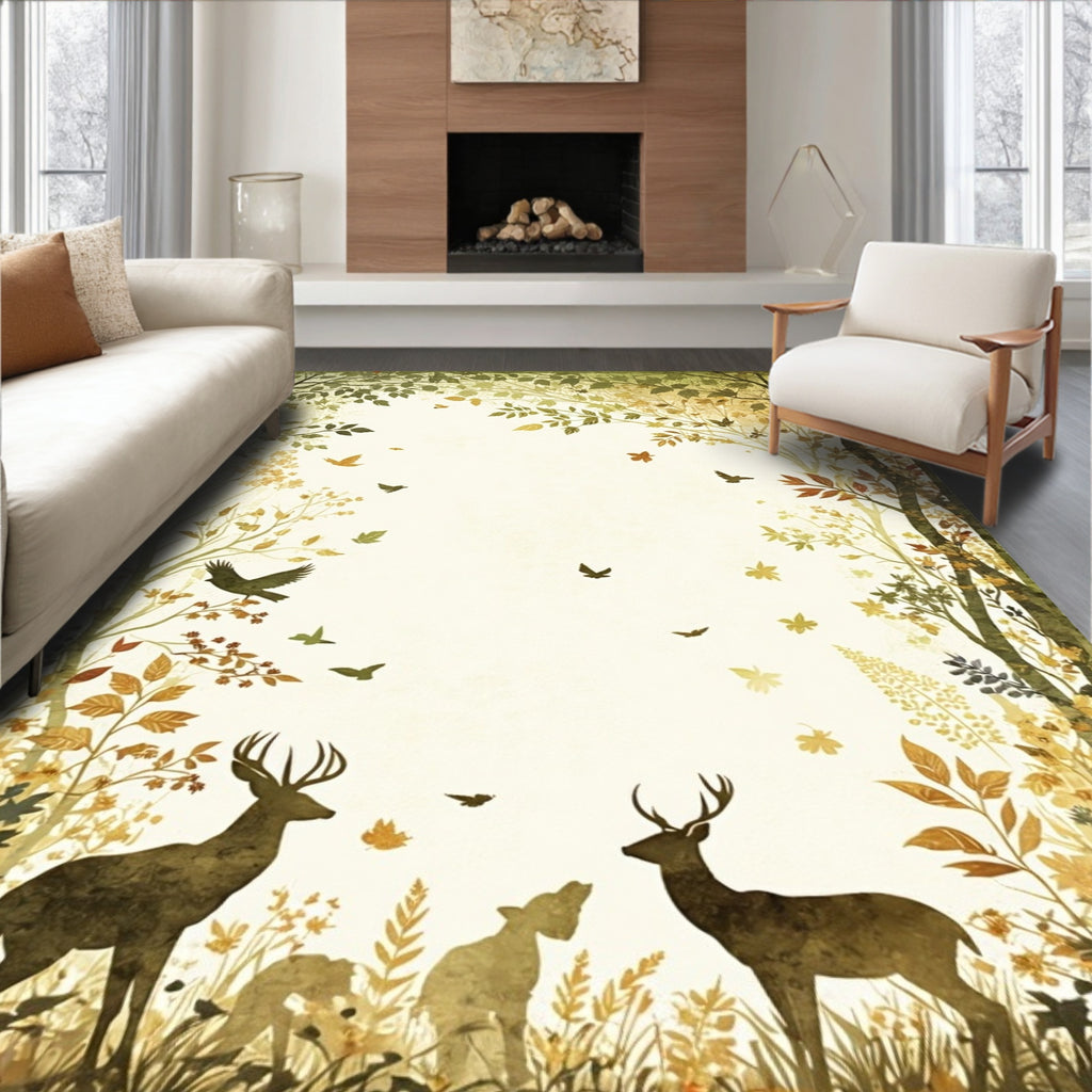 Woodland Forest And Wildlife Scene Rug