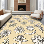 Delicate Floral Outline Pattern Design Rug
