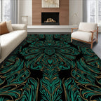 Emerald Green Rich Swirl Pattern Rug