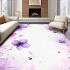 Delicate Purple Floral Watercolor Design Rug