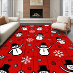 Cheery Snowman Snowflake Plaid Rug