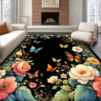 Vibrant Floral Butterflies Art Rug