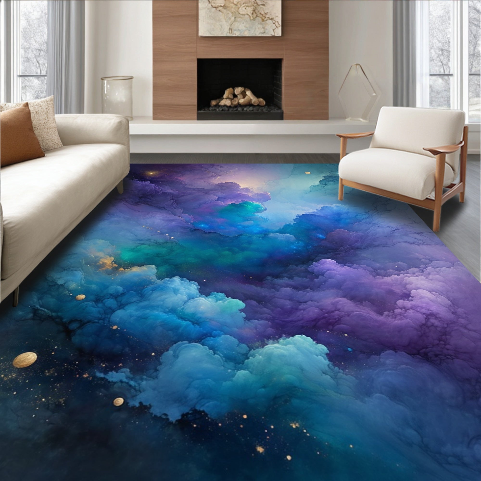 Cosmic Swirl Galaxy Design Rug