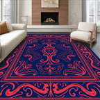 Classic Red Floral Ornate Print Rug
