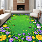 Whimsical Meadow Garden Floral Design Rug