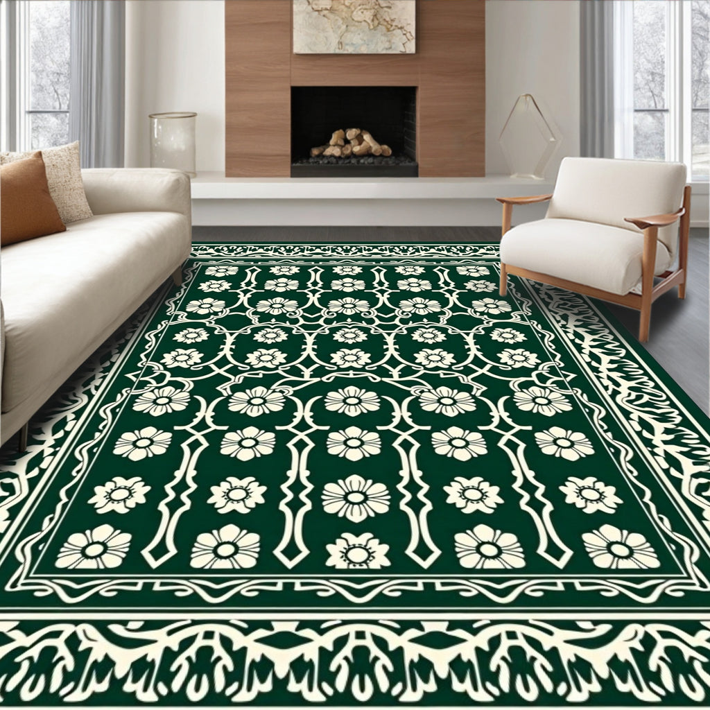 Emerald Ivory Floral Medallion Harmony Rug