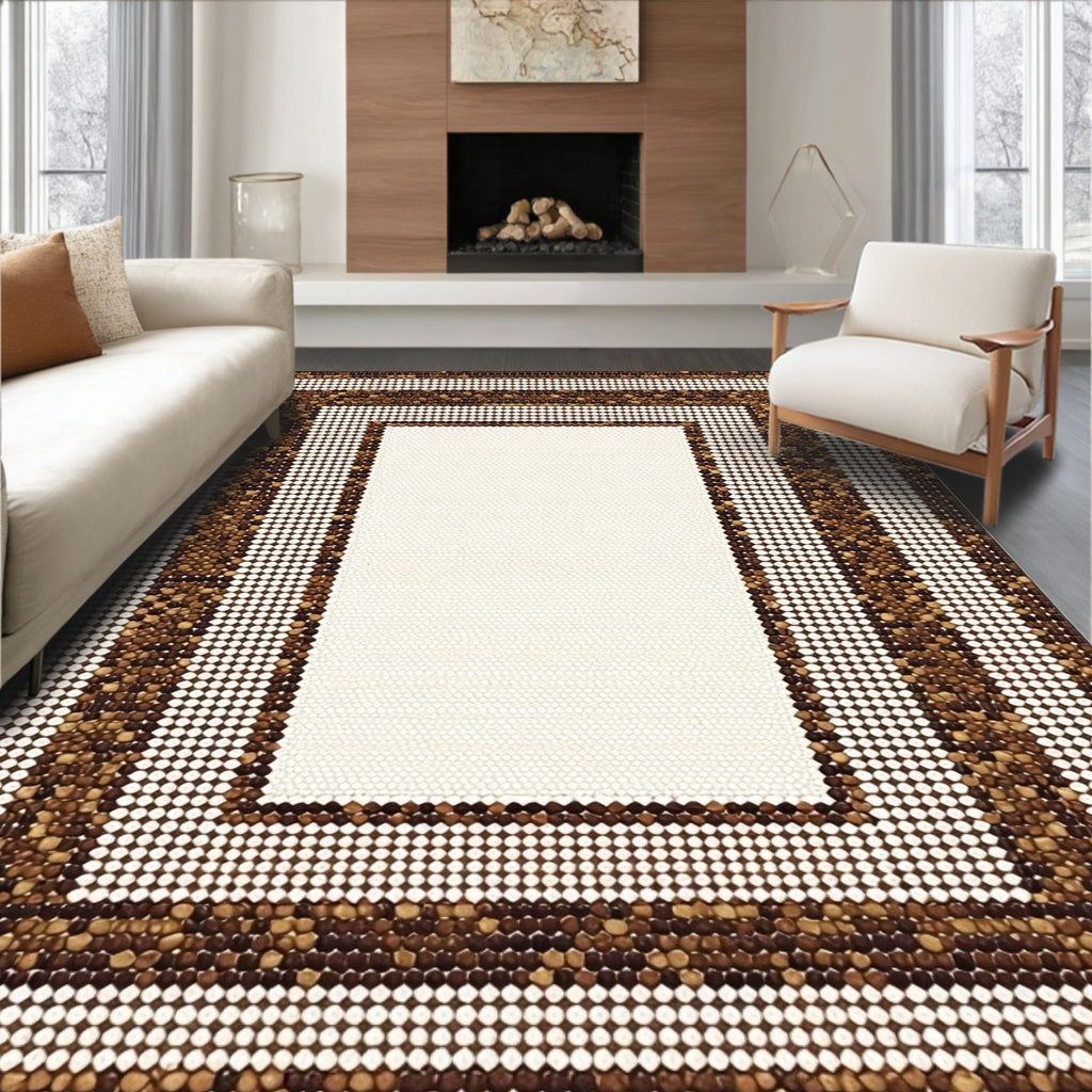 Layered Circles Geometric Brown Design Rug
