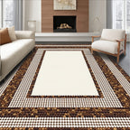 Layered Circles Geometric Brown Design Rug