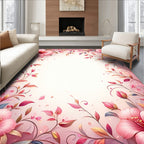 Whimsical Pink Floral Vine Design Rug