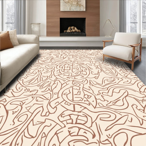 Abstract Organic Cream Brown Pattern Rug