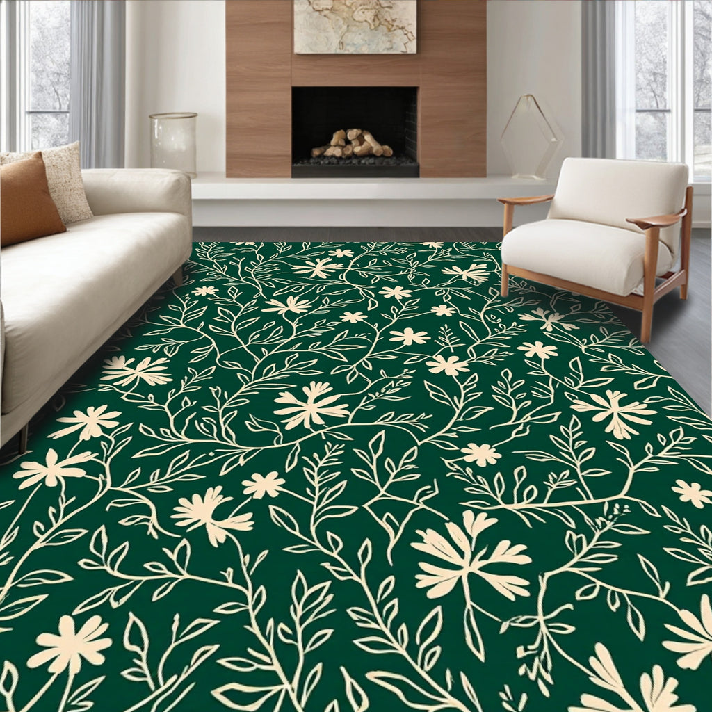 Viney Floral Pattern With Cream Accents Rug