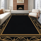 Luxury Black Gold Art Deco Frame Rug