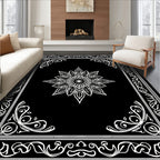 Vintage Floral Mandala Frame Design Rug