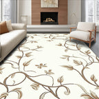 Delicate Floral Swirls Beige Design Rug