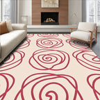 Crimson Abstract Rose Swirl Rug