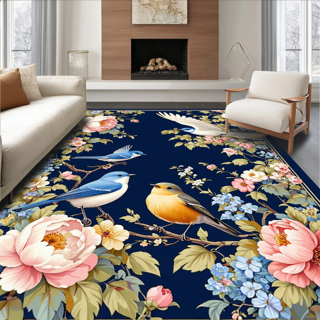 Birds and Flowers Scenic Classic Design Rug