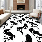 Black Abstract Silhouette Pattern Rug
