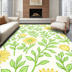 Yellow Daisy Botanical Illustration Rug