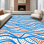 Wavy Blue And Red Speckled Pattern Rug