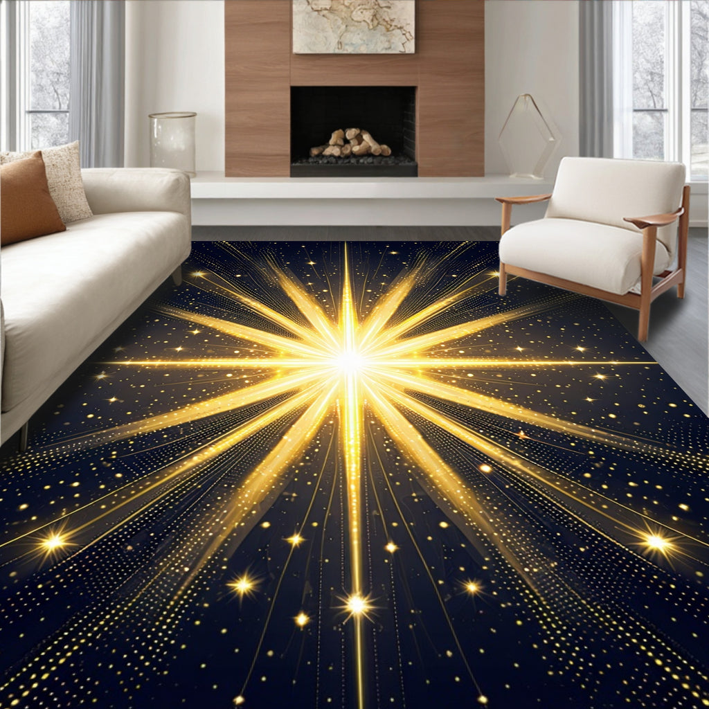 Golden Starburst Radiant Pattern Rug
